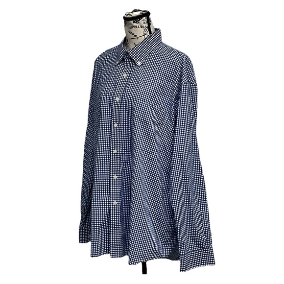 Alan Flusser Men’s Gingham Check Button Down Shirt XL Preppy Coastal Nautical - Picture 3 of 10